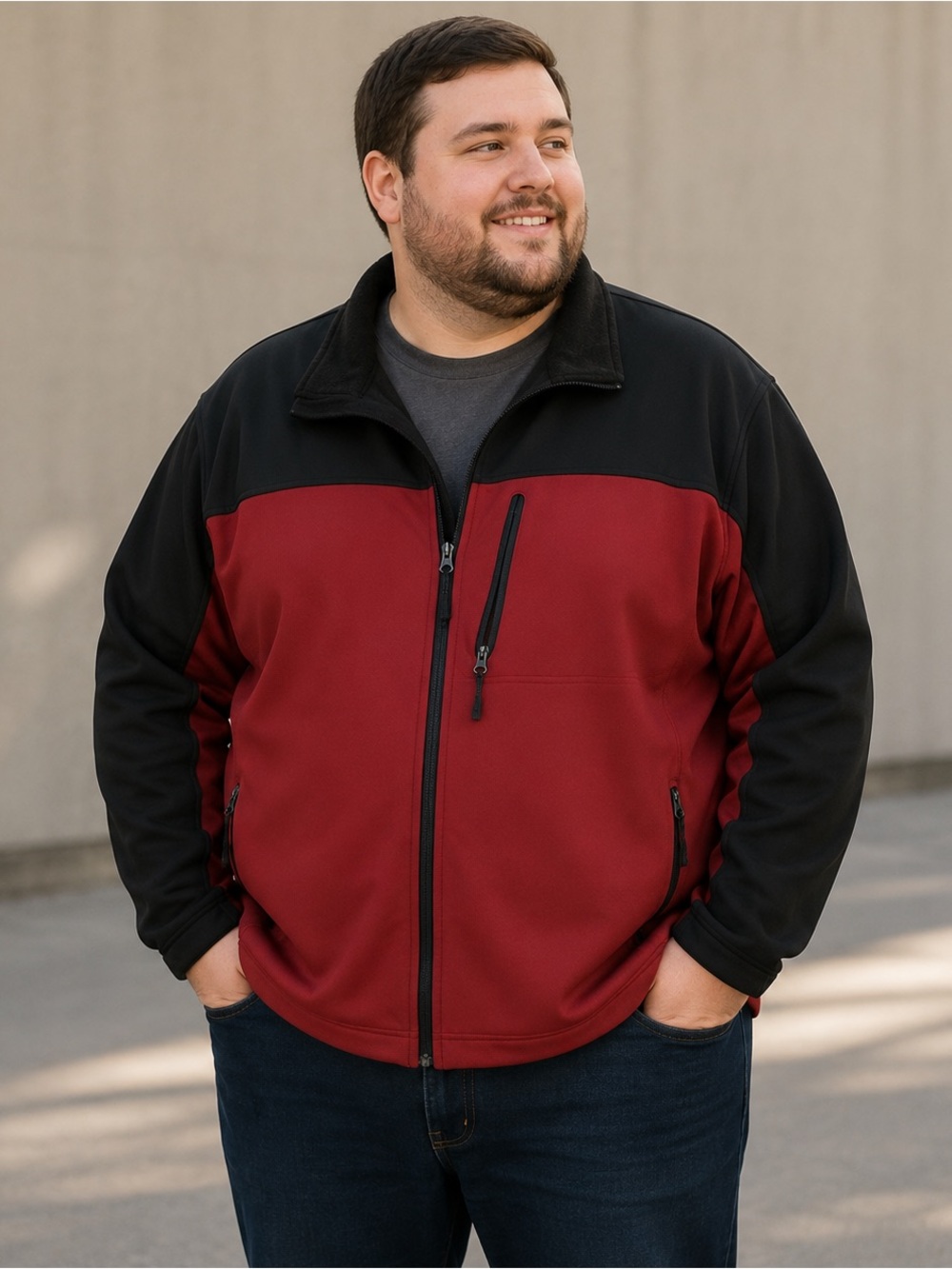 Harbor Bay Men’s 3XL Red Black Fleece Lined Softshell Jacket